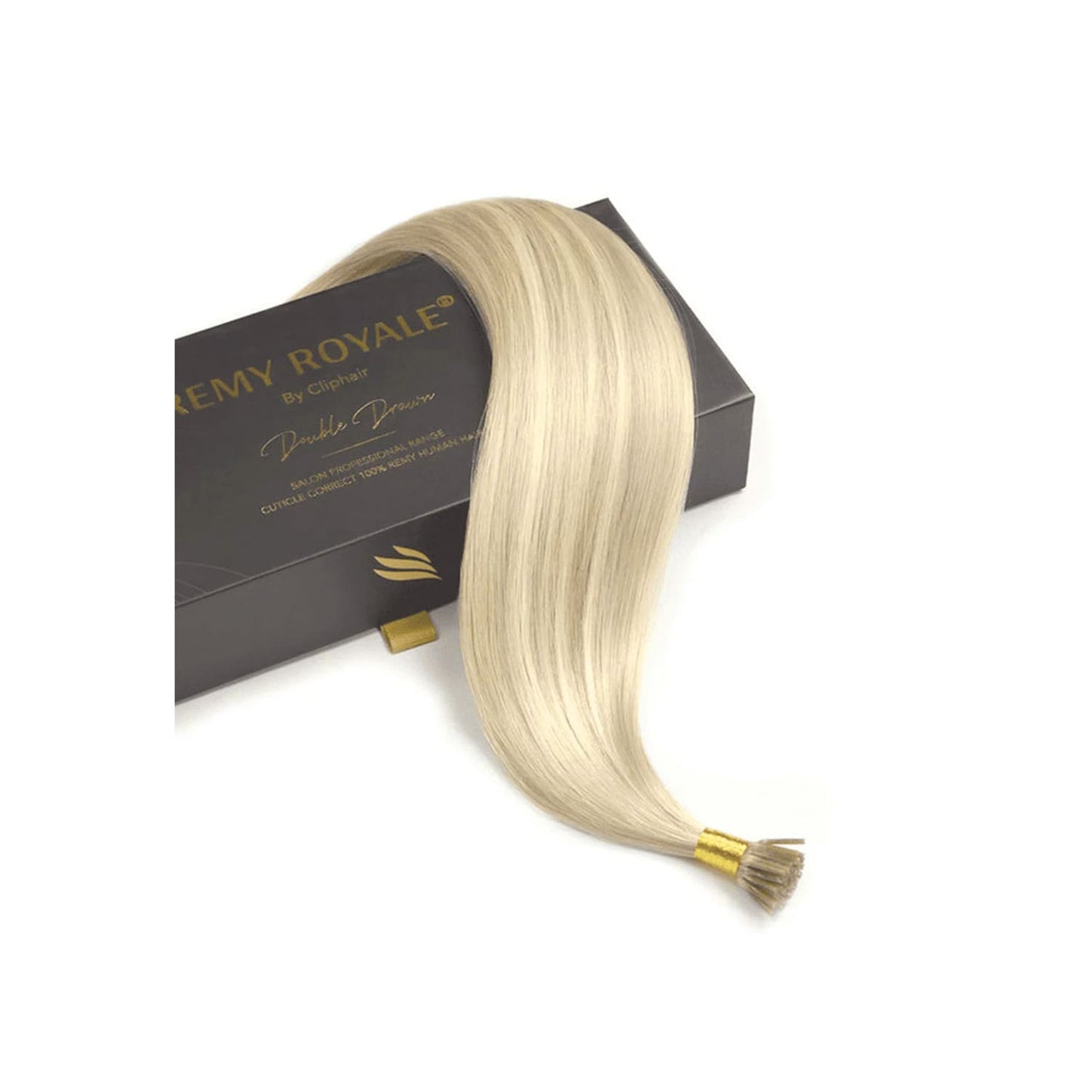 BlondeMe (#60/SS) Remy Royale I-Tip Hair Extensions: extension and box