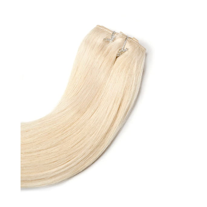 Bleach Blonde (#613) Quad Weft Hair Extensions: extension close up