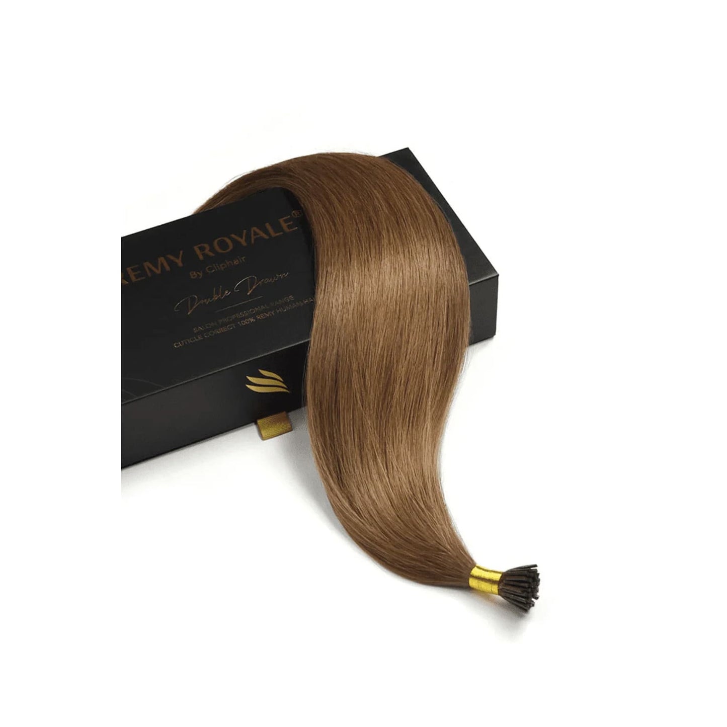 Remy Royale I-Tip Hair Extension Medium Ash Brown (#8): Extension + box