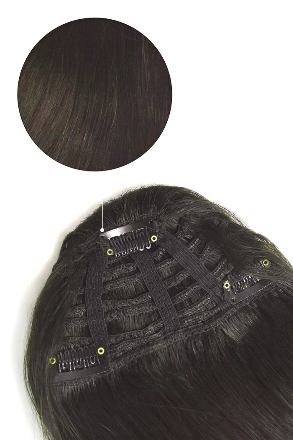 Dark Brown Clip In Fringe Human Hair: attachment method
