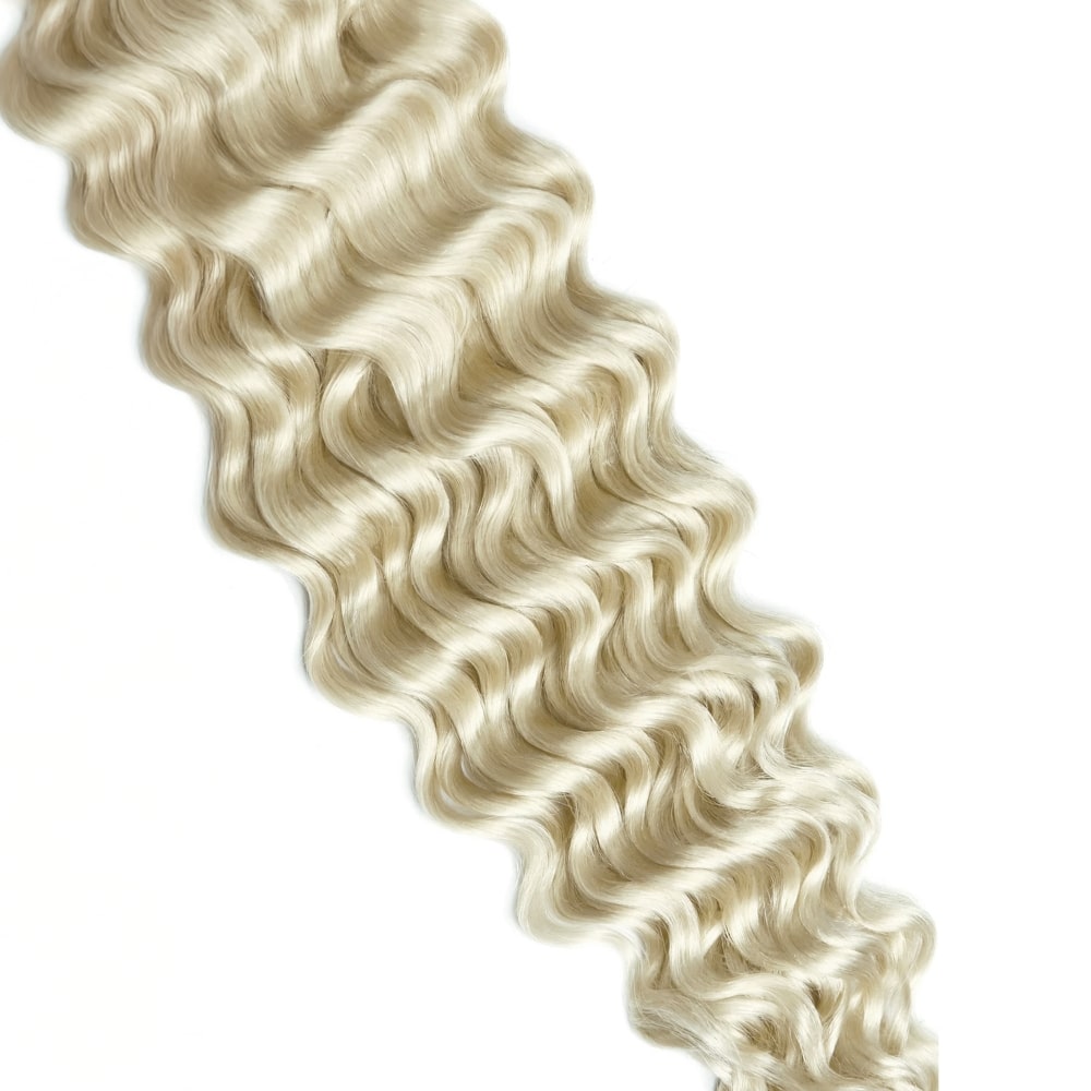 Curly Full Head Remy Clip in Human Hair Extensions - Ice Blonde