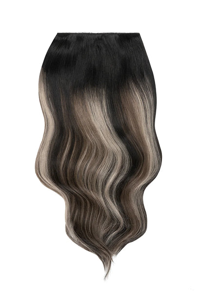 Silver shadow balayage double weft full head hair extension