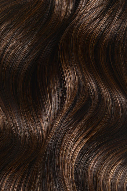 Double Wefted Full Head Remy Clip in Human Hair Extensions - Brown Mix (#2/6) Double wefted full head cliphair 