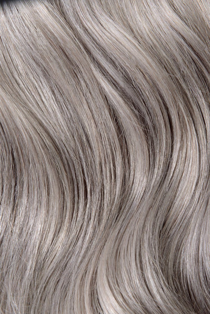 Double Wefted Full Head Remy Clip in Human Hair Extensions - Silver / Grey (#SG) Double wefted full head cliphair 