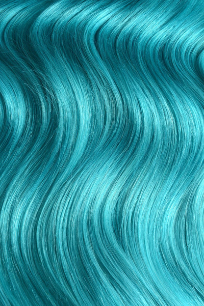 Double Wefted Full Head Remy Clip in Human Hair Extensions - Turquoise Double wefted full head cliphair 