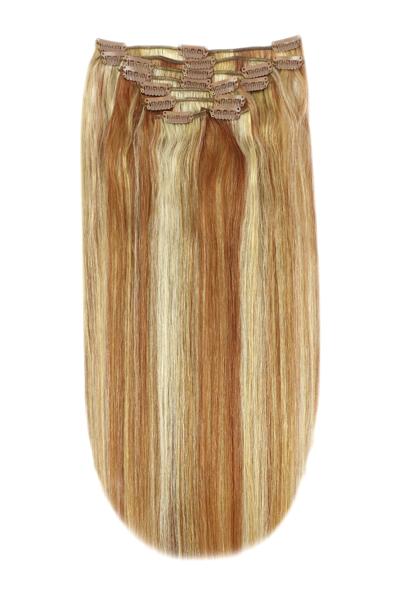 Full Head Remy Clip in Human Hair Extensions - Strawberry Blonde/Auburn/Bleach Blonde Mix (#27/33/613) Full Head Set cliphair 