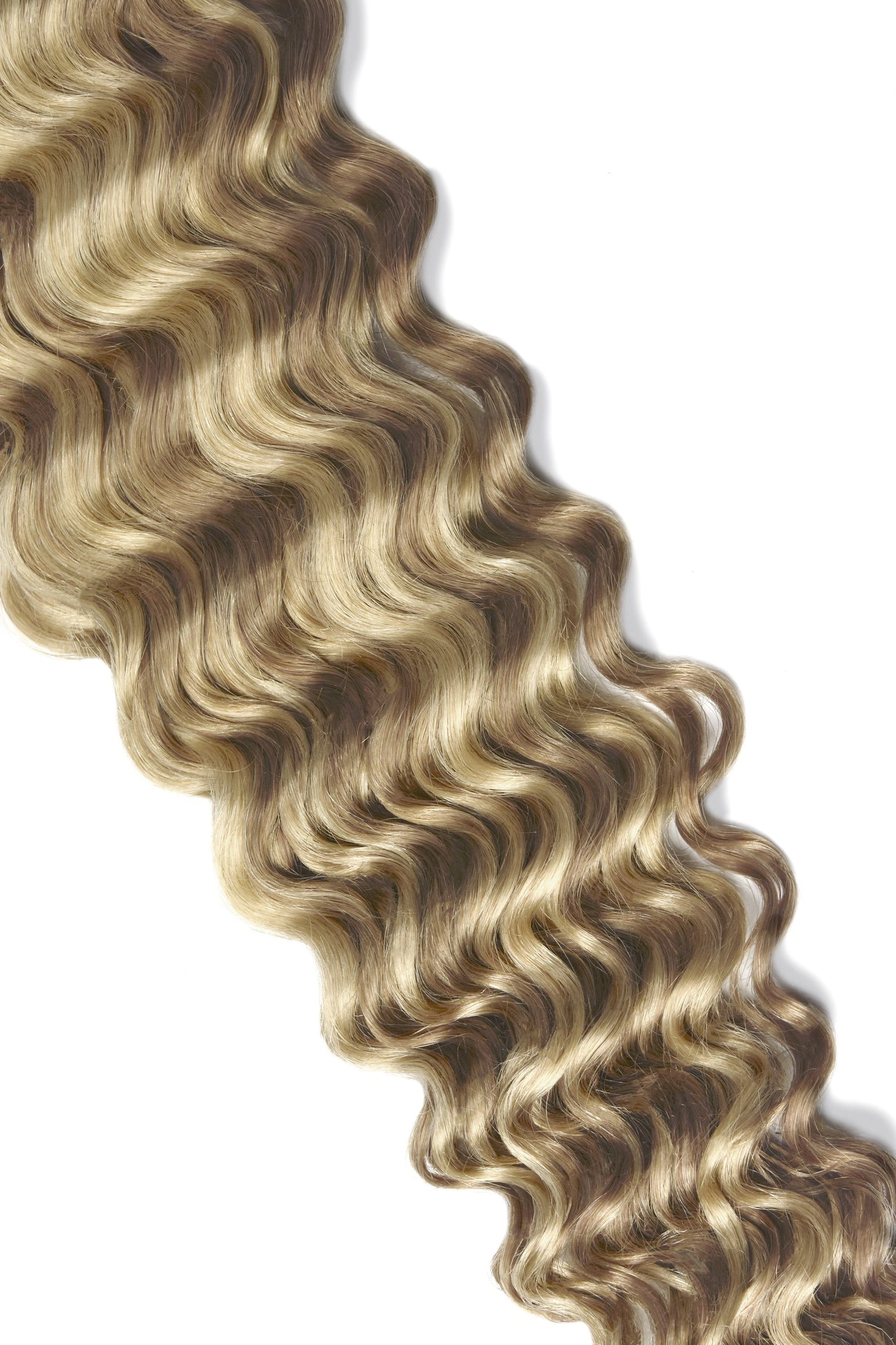 Curly Full Head Remy Clip in Human Hair Extensions - Lightest Brown/Bleach Blonde Mix (#18/613) Curly Clip In Hair Extensions cliphair