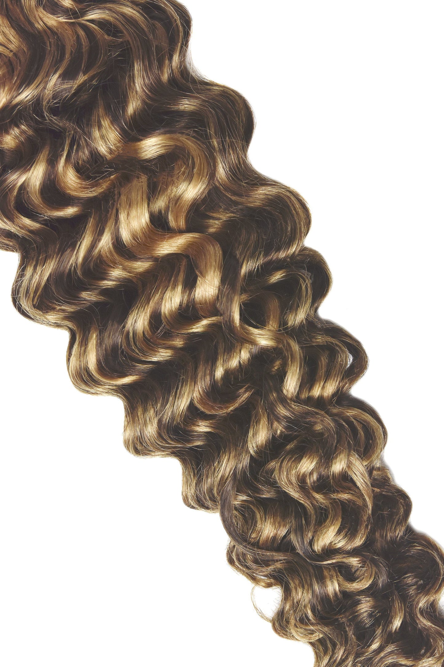 Curly Full Head Remy Clip in Human Hair Extensions - Medium Brown/Strawberry Blonde Mix (#4/27) Curly Clip In Hair Extensions cliphair
