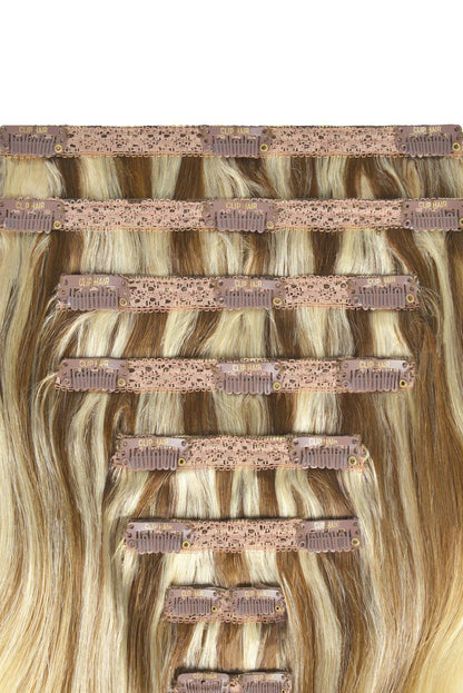 Double Wefted Full Head Remy Clip in Human Hair Extensions - ombre/Ombre (#TP6/613) Ombre Clip In Hair Extensions cliphair 