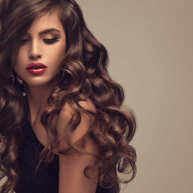 hair wefts hair extensions on a model