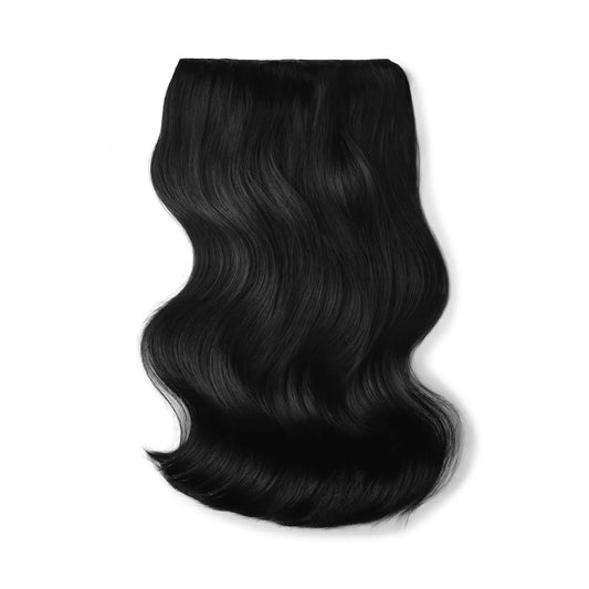 Jet Black (#1) Double Wefted Full Head Clip In Hair Extensions