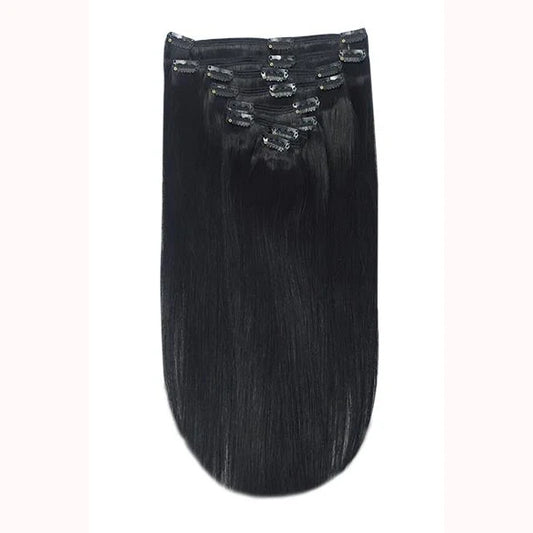 Jet Black (#1) Full Head Clip In Hair Extensions