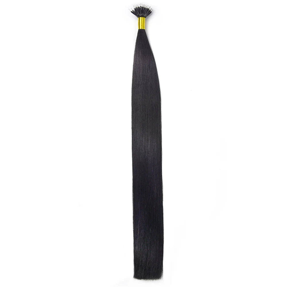 Jet Black (#1) Nano Ring Hair Extensions