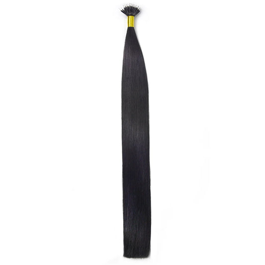 Jet Black (#1) Nano Ring Hair Extensions