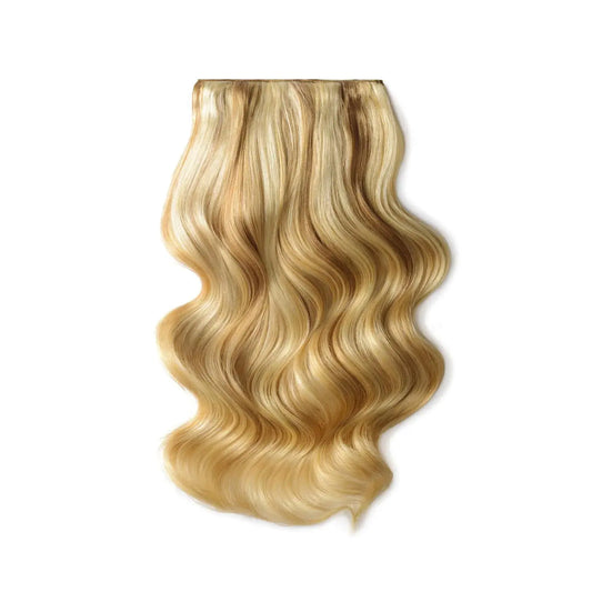 Double Wefted Full Head Remy Clip in Human Hair Extensions - Natural Sandy Blonde (#12/16/613)
