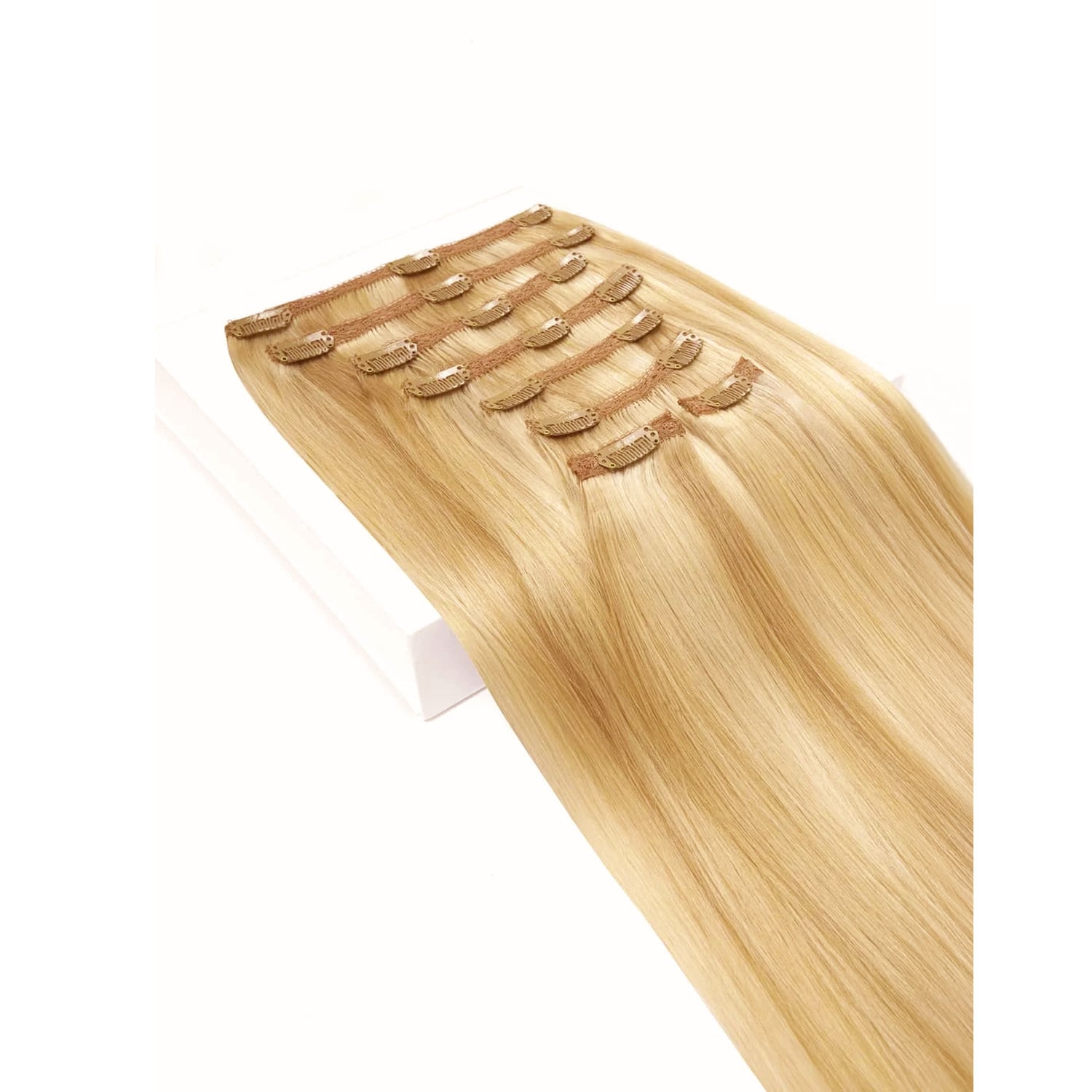 Natural Sandy Blonde (#12/16/613) Ultra-Volume Hair Extensions: close up