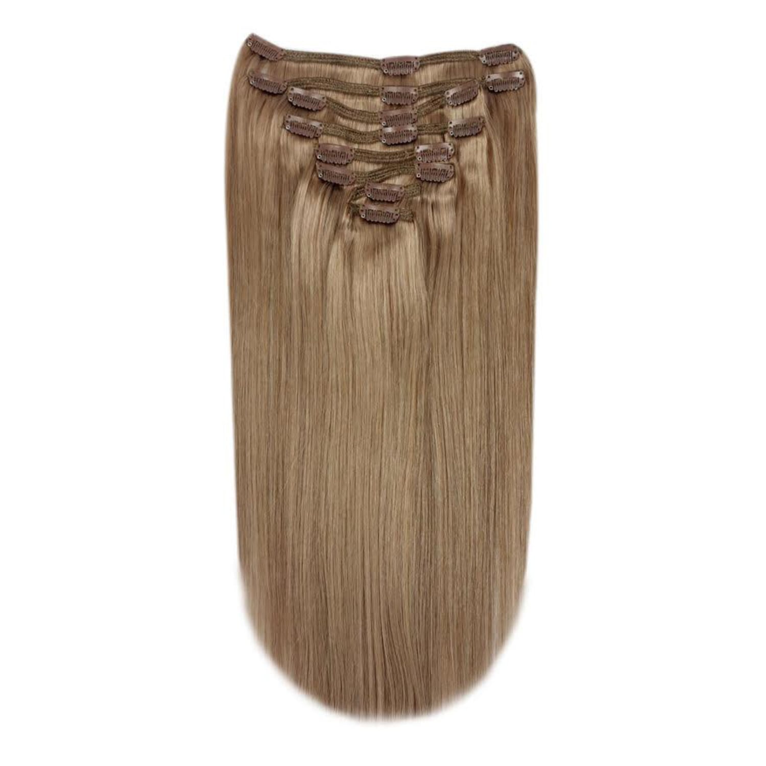 Full Head Remy Clip Human Hair Extensions Dark Blonde
