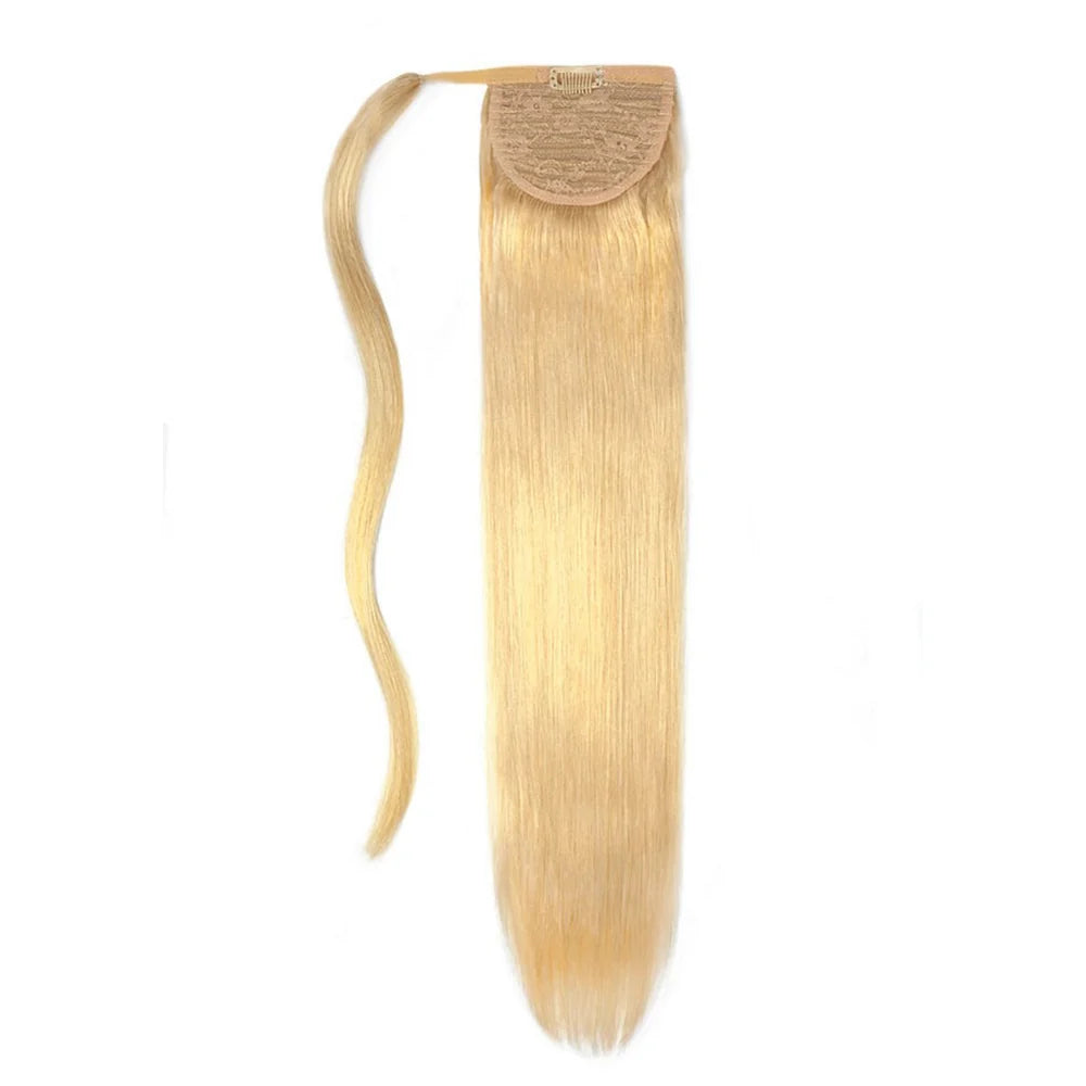 Light Golden Blonde (#16) Straight Up Wrap Around Ponytail Extension