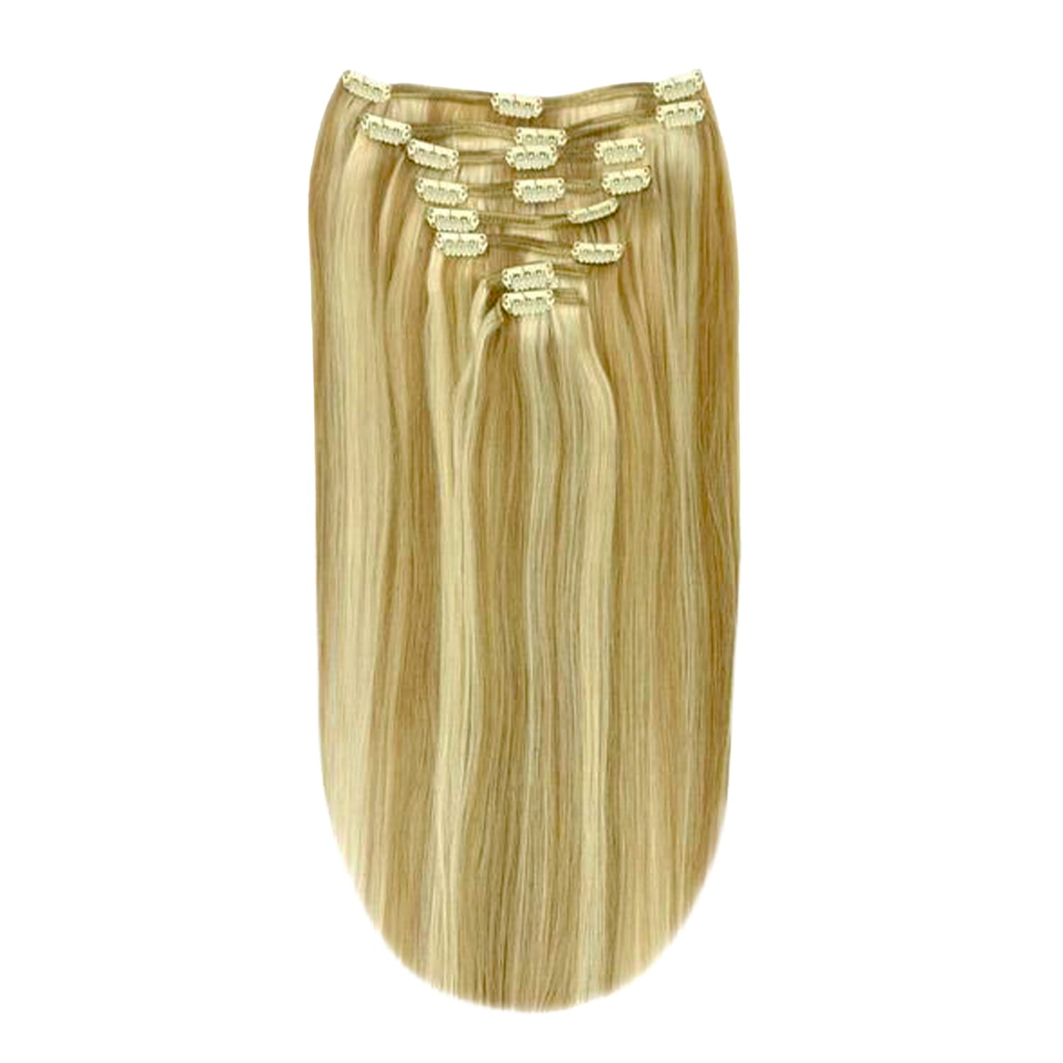 Full Head Remy Clip Human Hair Extensions Biscuit Blondey