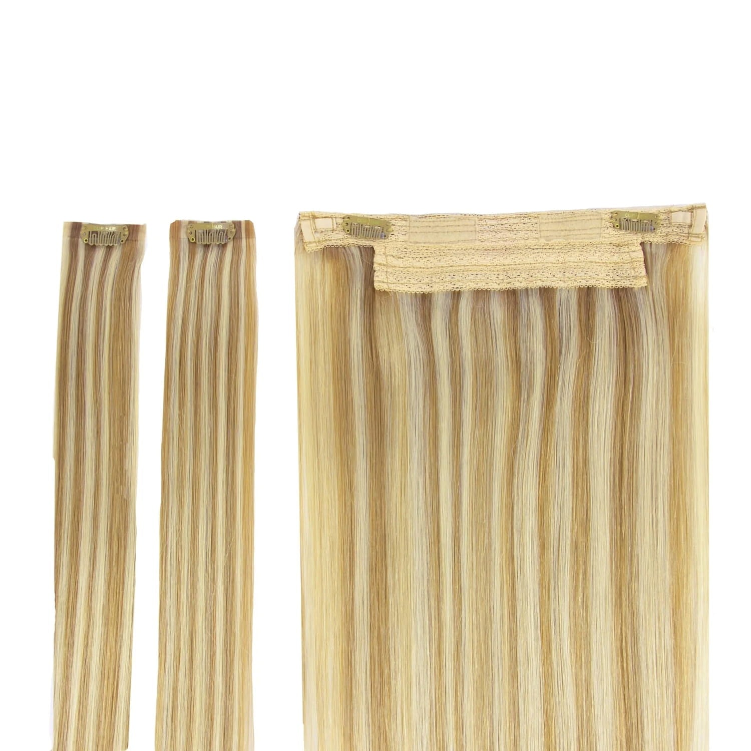 Biscuit Blondey (#18/613) Halo Hair Extensions: extension attachment method