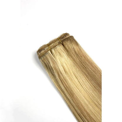 Biscuit Blondey (#18/613) Remy Royale Hair Weft Hair Extensions: extension attachment method