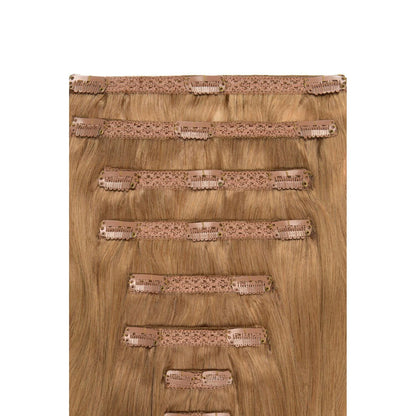 Lightest Brown (#18) Double Weft Hair Extensions: extension attachment method
