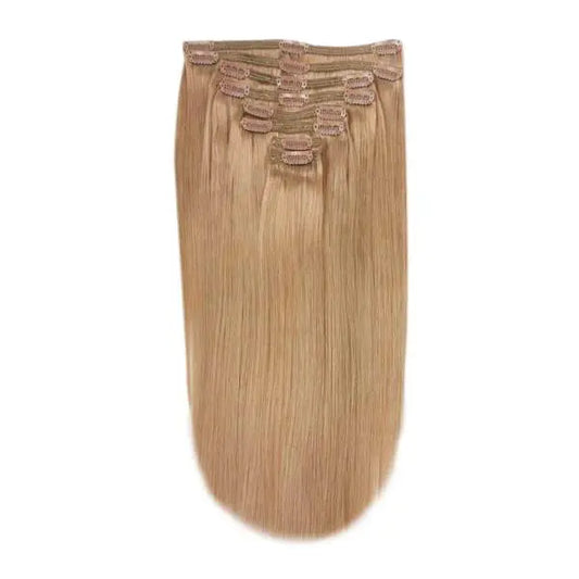 Full Head Remy Clip in Human Hair Extensions - Lightest Brown (#18)