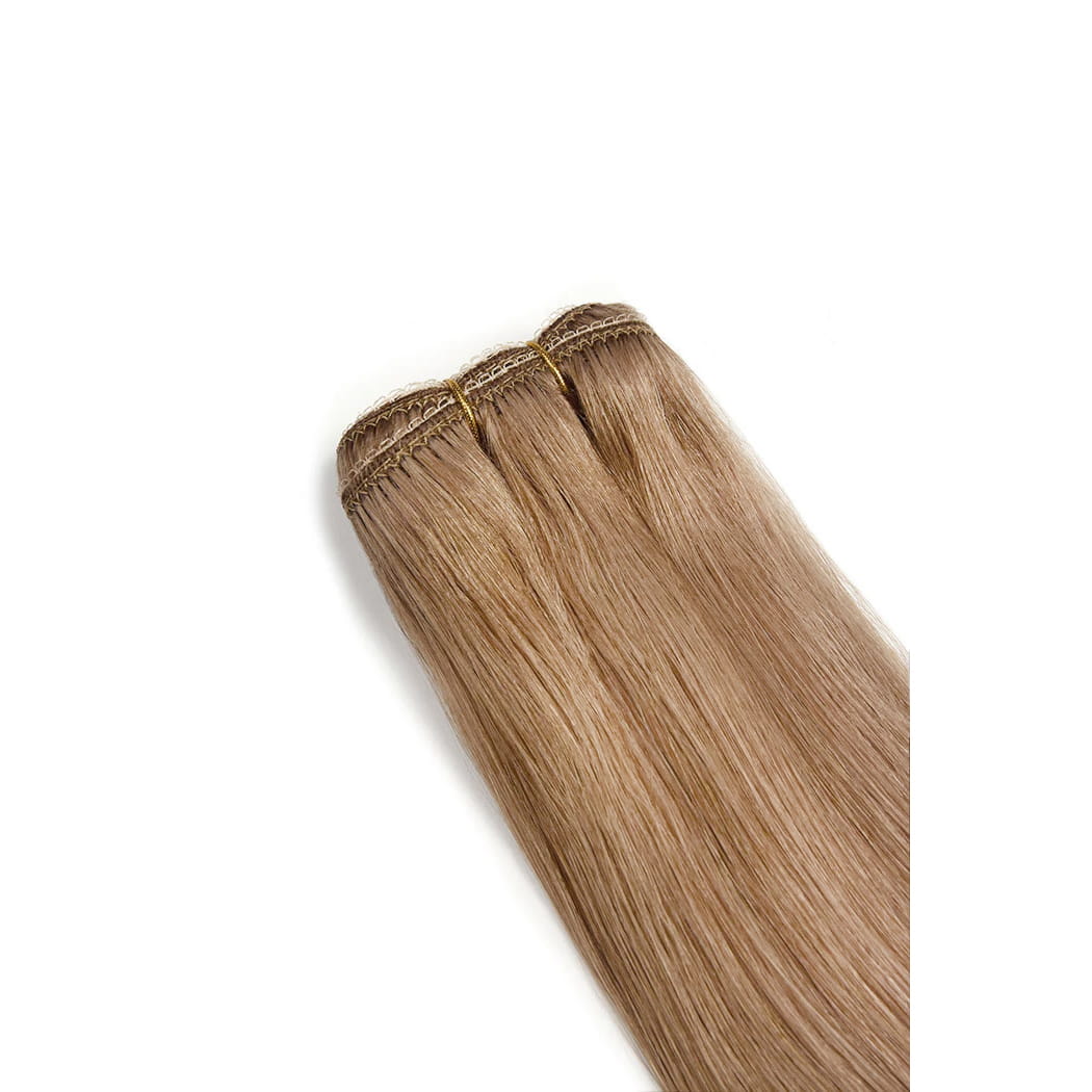 Lightest Brown (#18) Remy Royale Hair Weft Hair Extensions: extension attachment method