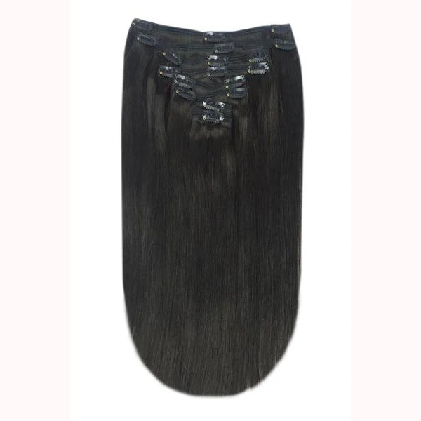 Natural/Off Black (#1B) Full Head Remy Clip in Human Hair Extensions