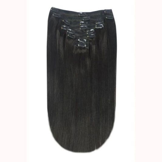 Natural/Off Black (#1B) Full Head Remy Clip in Human Hair Extensions