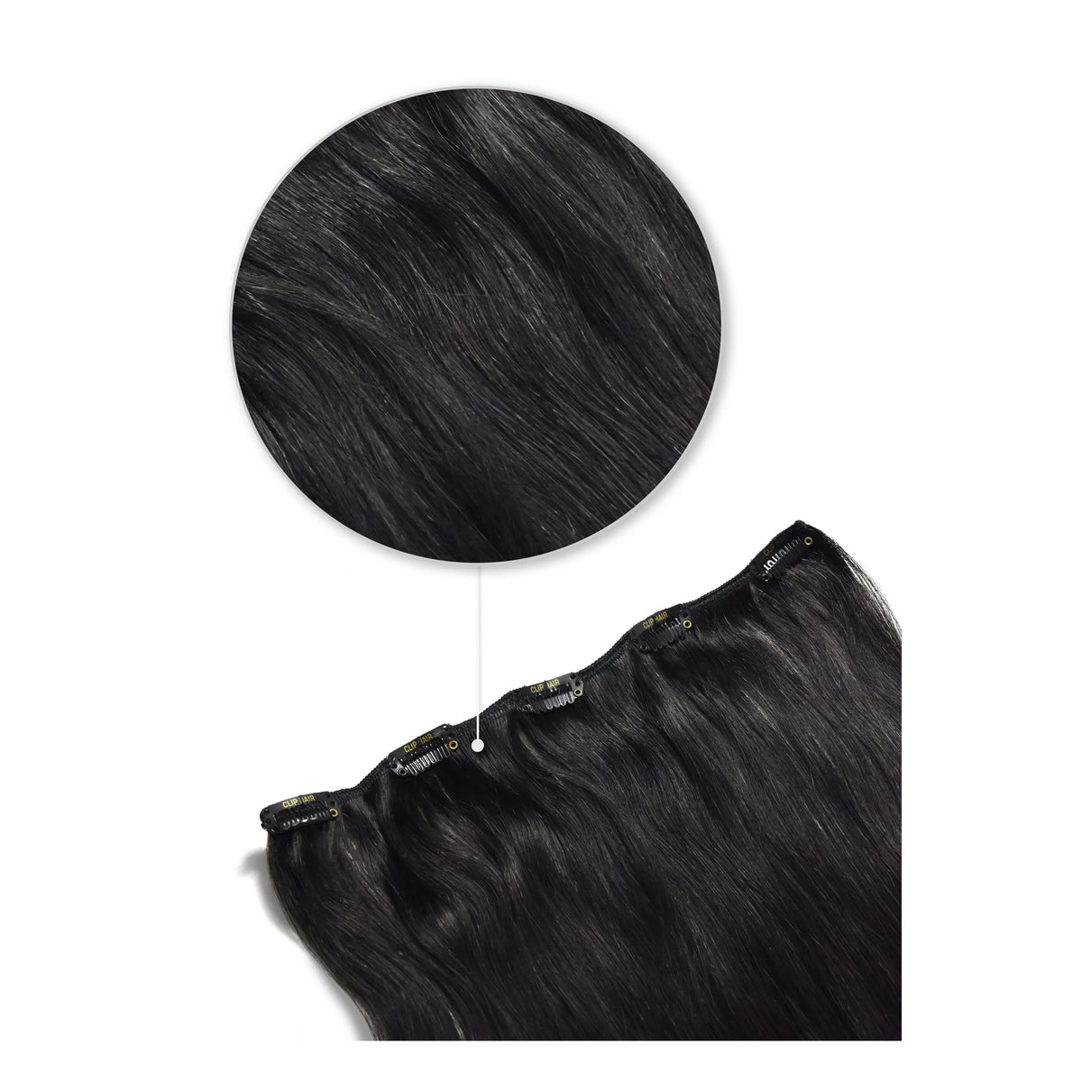 Off/Natural Black (#1B) One Piece Clip In Hair Extensions (Top-Up)