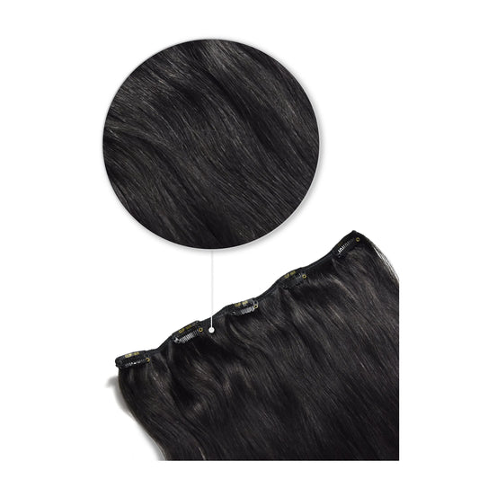 Off/Natural Black (#1B) One Piece Clip In Hair Extensions (Top-Up)