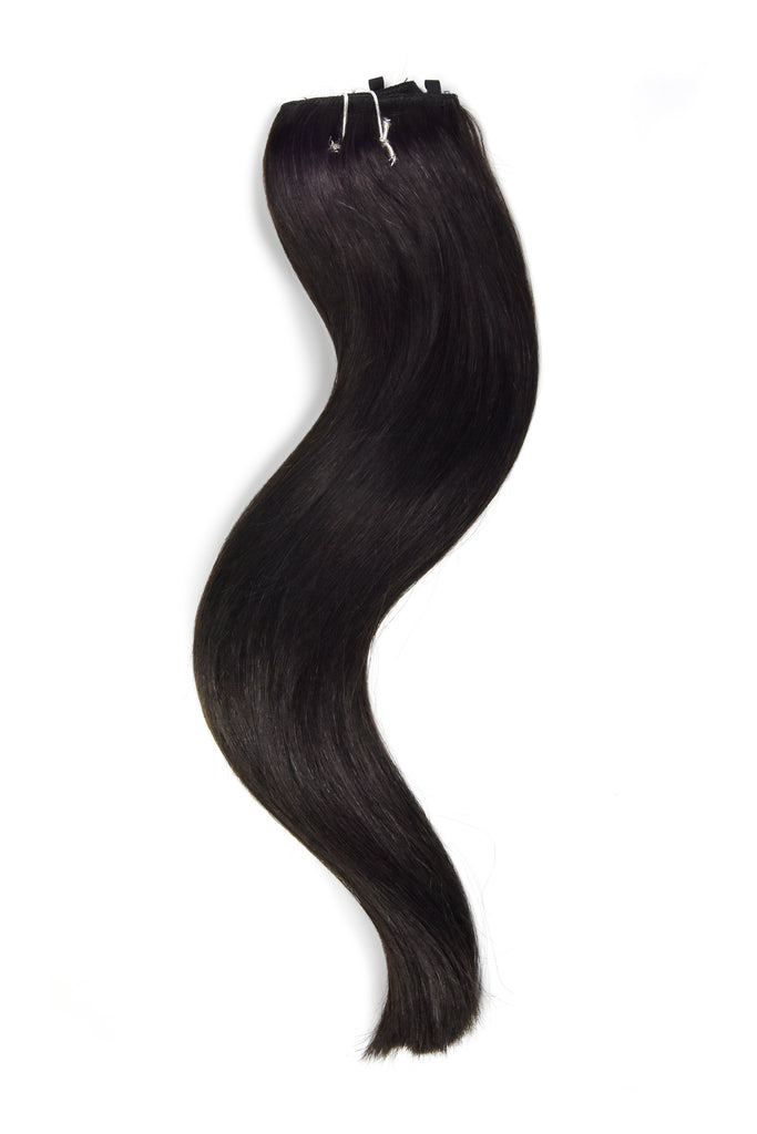 Off/Natural Black (1B) Quad Weft Clip In Hair Pieces Cliphair UK
