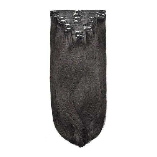 Natural/Off Black (#1B) Double Drawn Seamless Clip In Hair Extensions