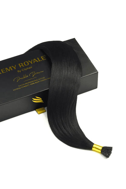 natural black #1B remy royale i-tip hair extension