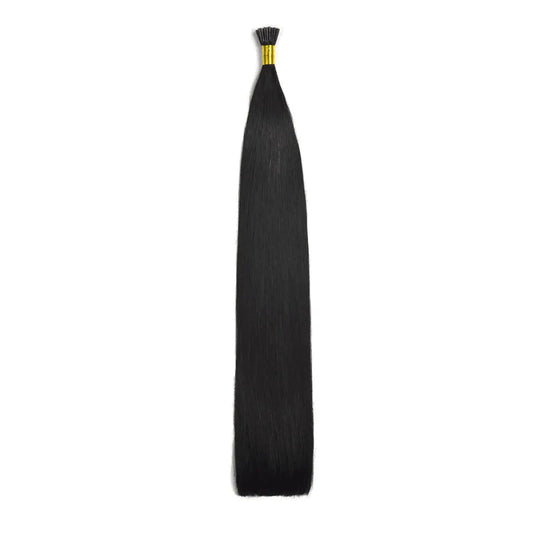 Off/Natural Black (#1B) Remy Royal I-Tips Hair Extensions