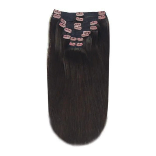 Darkest Brown (#2) Full Head Clip In Hair Extensions