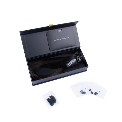 Darkest Brown (#2) Halo Hair Extensions Box Content