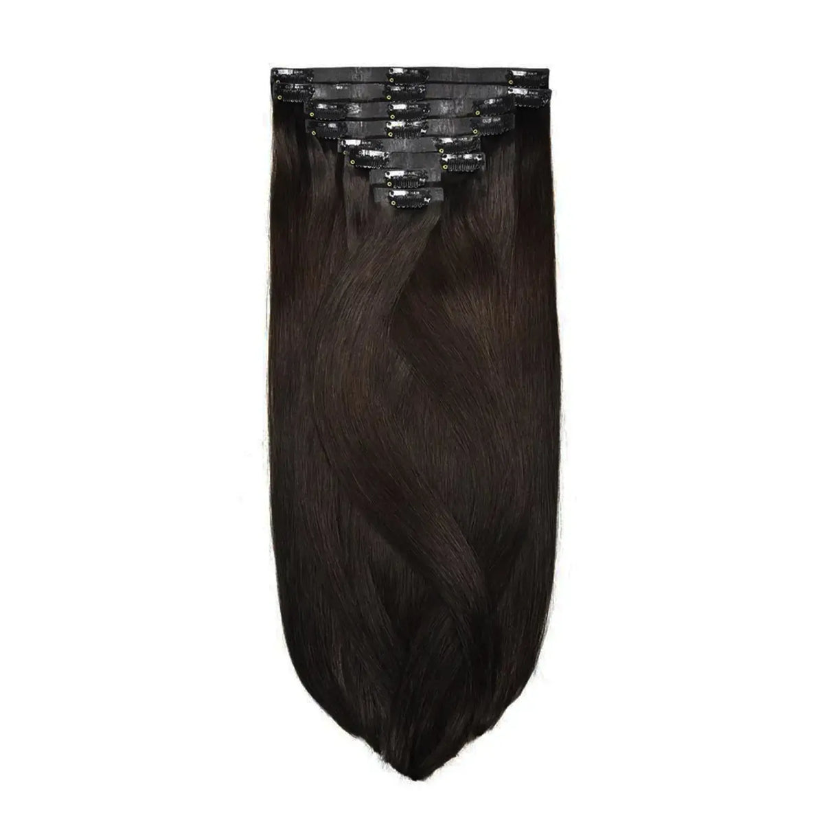 Darkest Brown (#2) Double Drawn Seamless Clip In Hair Extensions