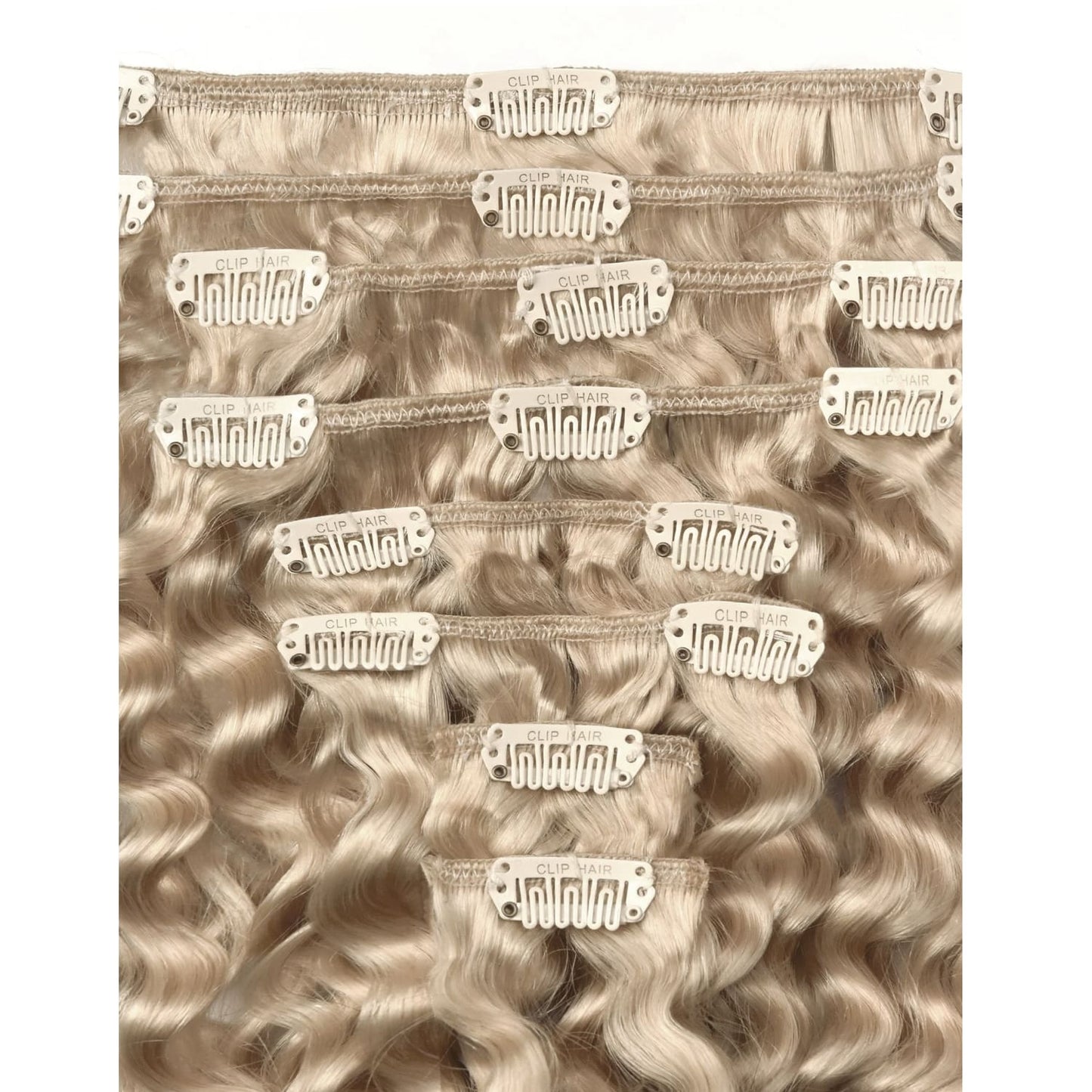 Curly Full Head Remy Clip in Human Hair Extensions - Light Ash Blonde (#22)