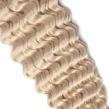 Curly Full Head Remy Clip in Human Hair Extensions - Light Ash Blonde (#22)