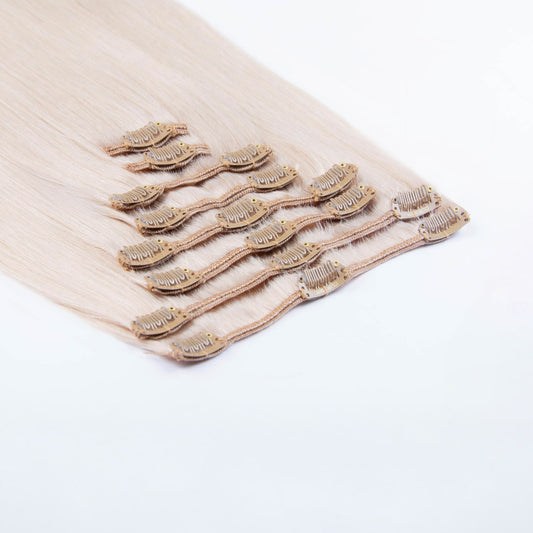 Full Head Remy Clip in Human Hair Extensions - Light Ash Blonde (#22)