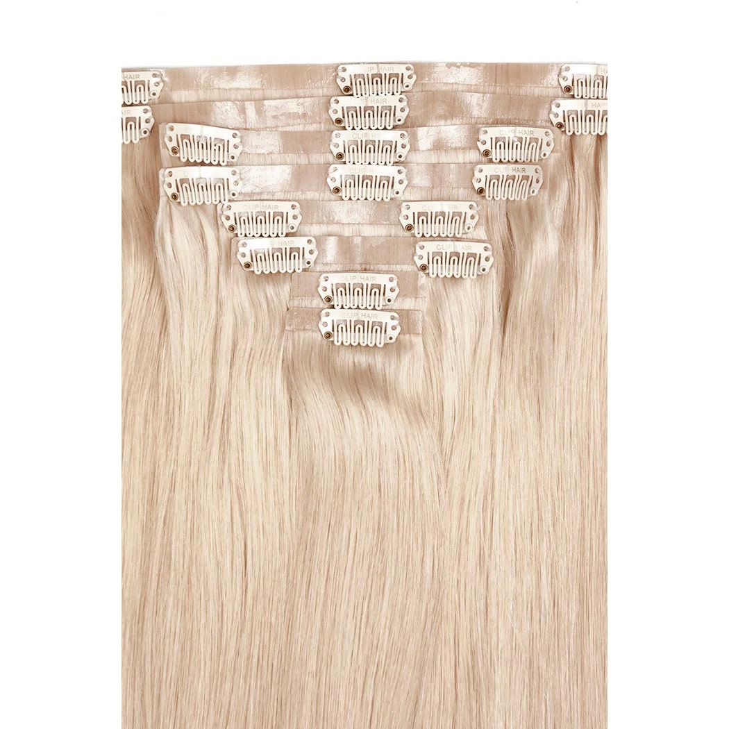 Light Ash Blonde (#22) Double Drawn Seamless Clip In Hair Extensions