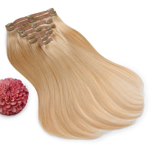 Strawberry/Ginger Blonde (#27) Double Wefted Full Head Clip In Hair Extensions