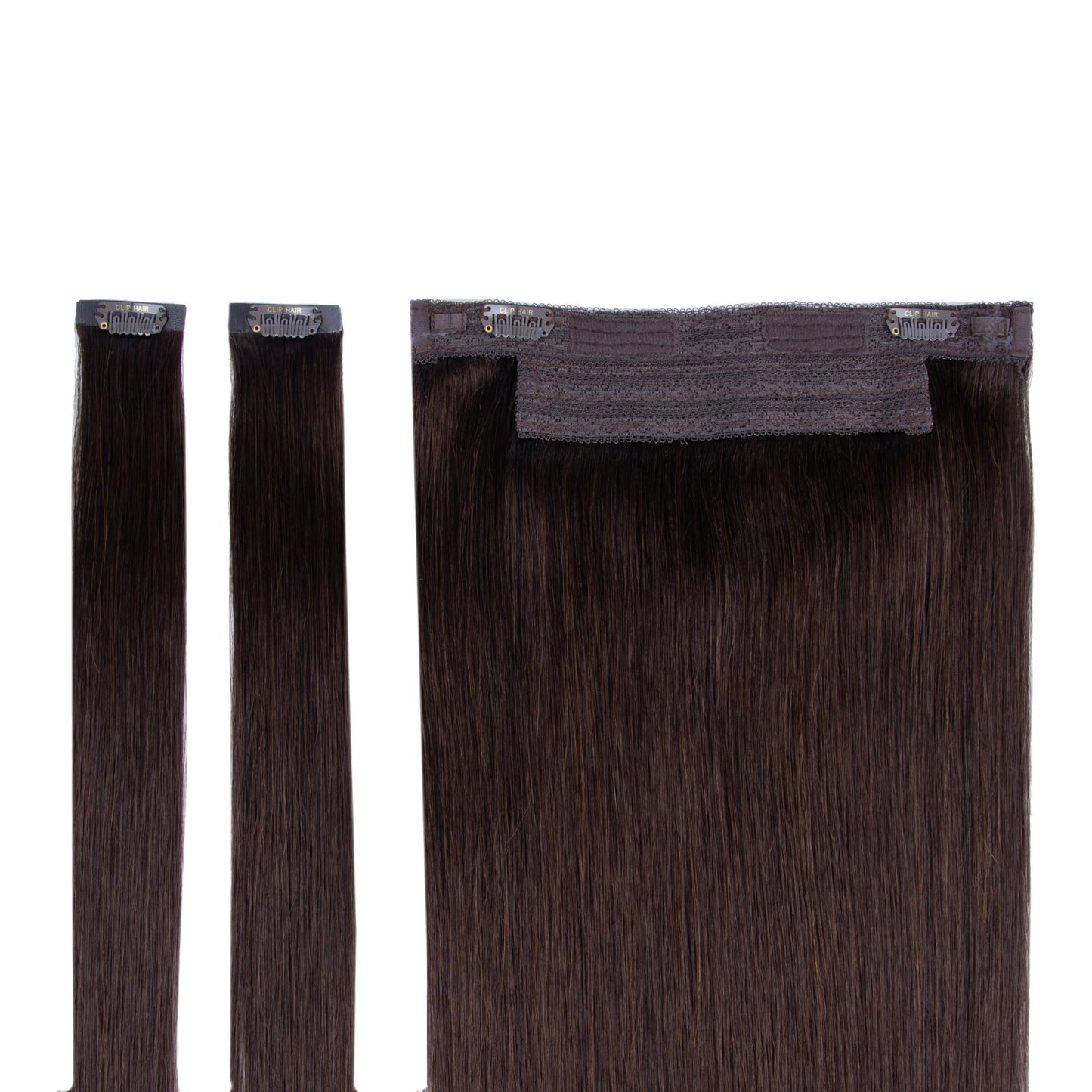 Dark Brown (#3) Halo Hair Extensions Full Content