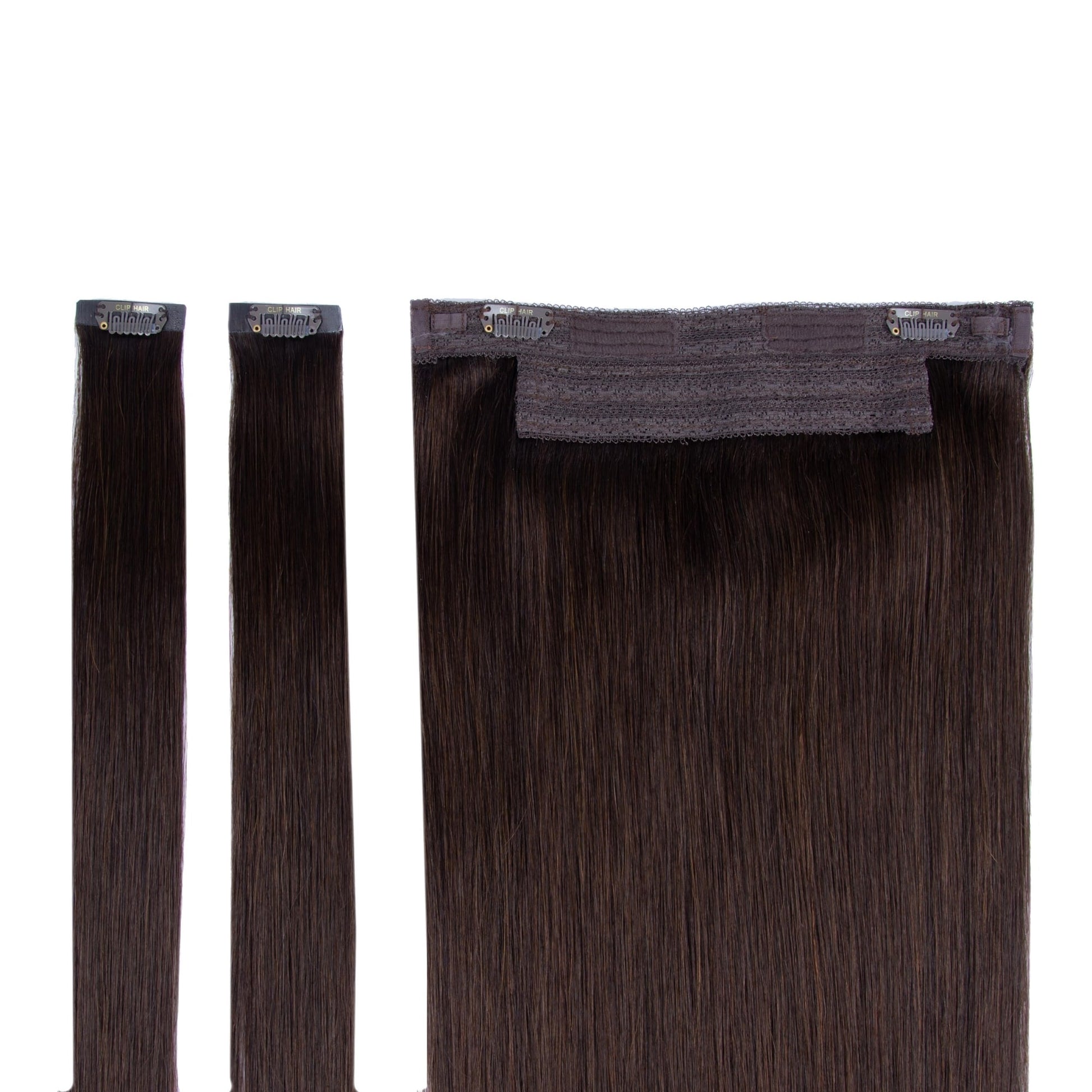 Dark Brown (#3) Halo Hair Extensions Full Content