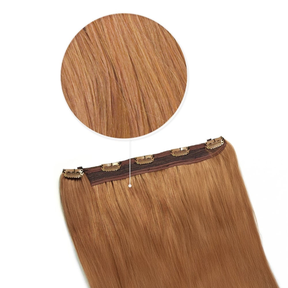 Light Auburn (#30) Quad Weft Clip In One Piece Hair Extensions