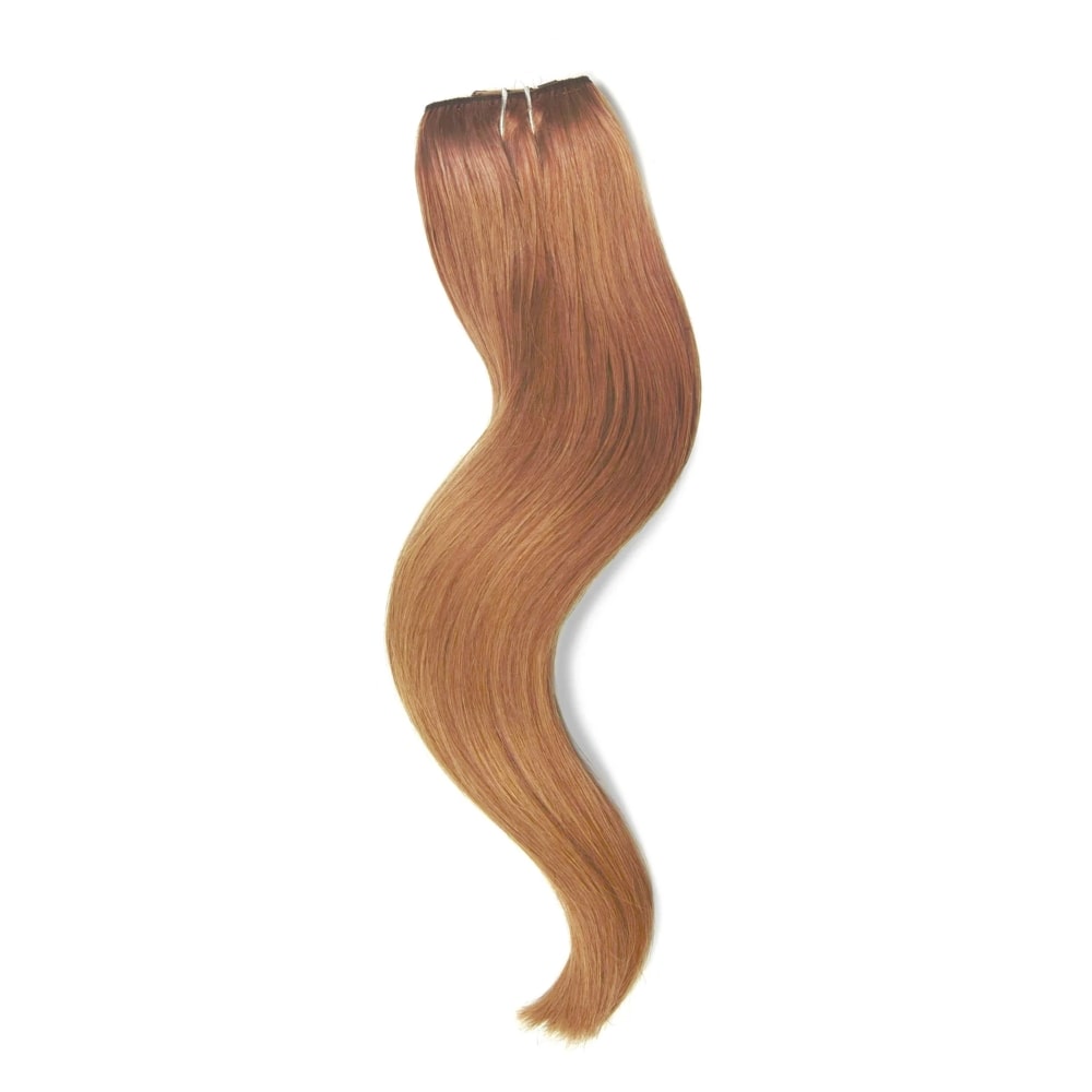 Light Auburn (#30) Quad Weft Clip In One Piece Hair Extensions