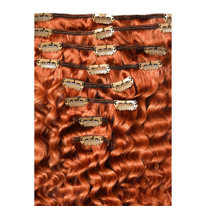 Flaming Ginger (#350) Curly Hair Extensions: extensions attachment method