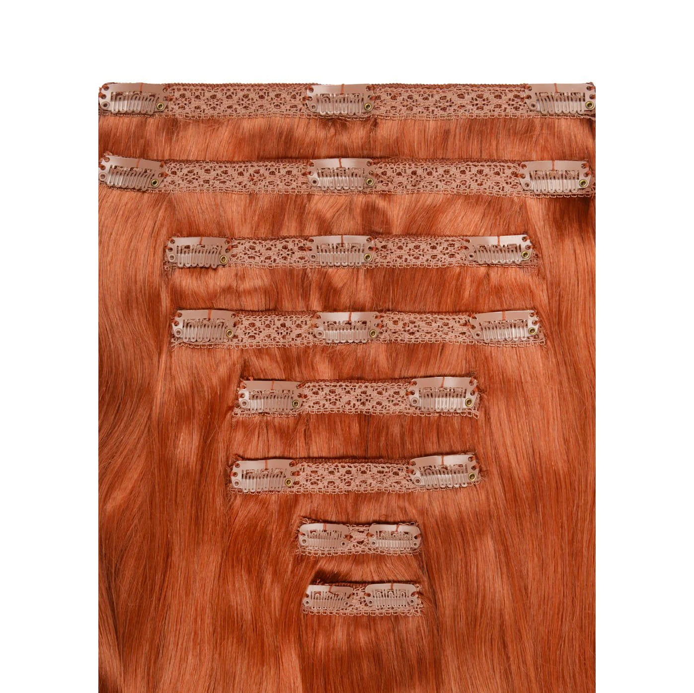 Flaming Ginger (#350) Double Weft Hair Extensions: extension attachment method